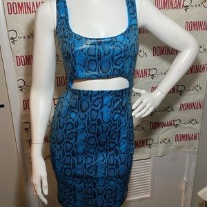 Snake print blue dress